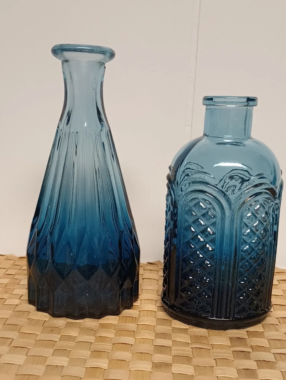 Blue Textured Glass Vase Set - Home Accents